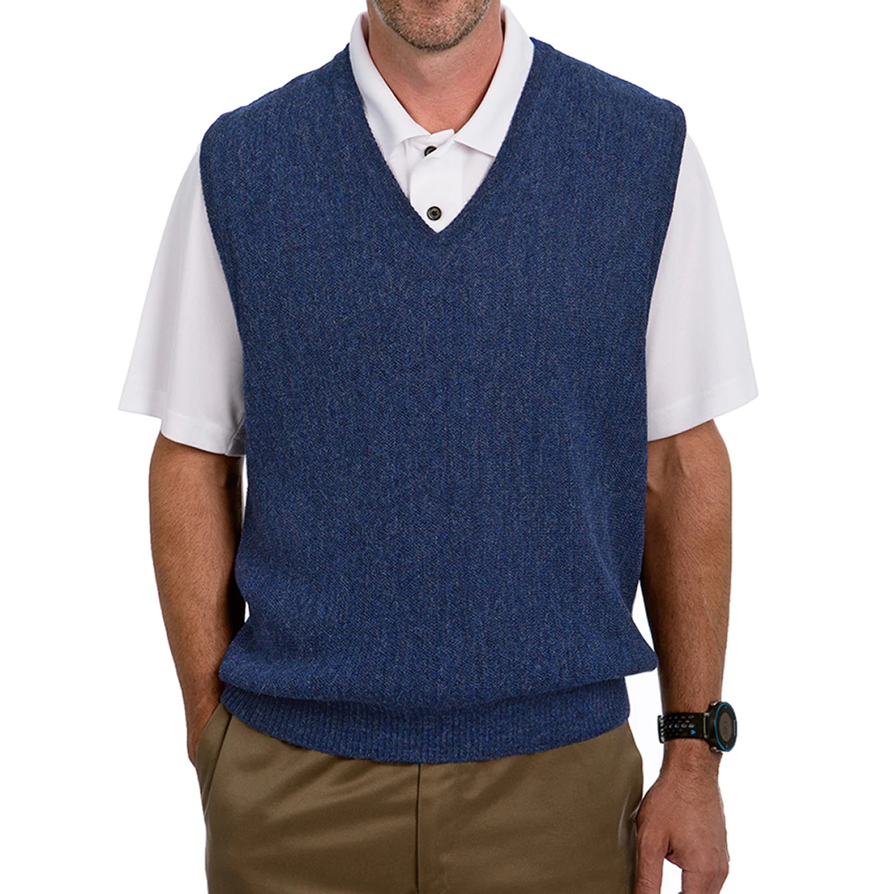 BEELADAN Mens Casual Solid Color Knit Lapel Sweater Vest Slim Fit Sleeveless Pullover Sweater Vests