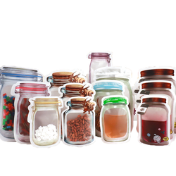 Hot Sale Snacks Zipper Sealed Kitchen Organizer Reusable Mason Jar Bottles Bags Nuts Candy Cookies Bag Fresh Food Storage Bag