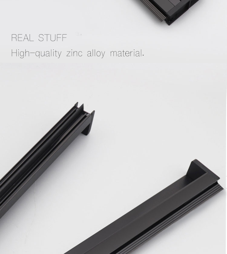 Wholesale Slotted Long Bedroom Cabinet Handle, Flush Furniture Decorative Aluminum alloy Black Handles//