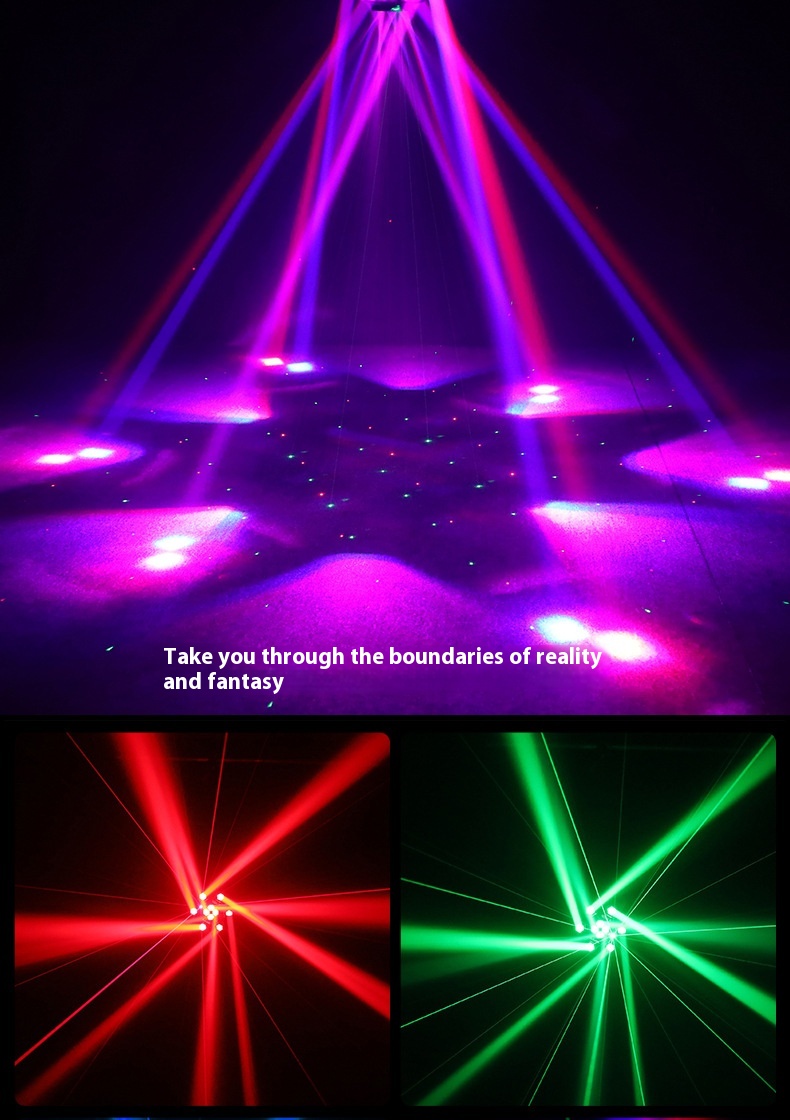 Bee Eye Six-Arm DMX512 Color Effect Laser Light Bar for KTV Rooms