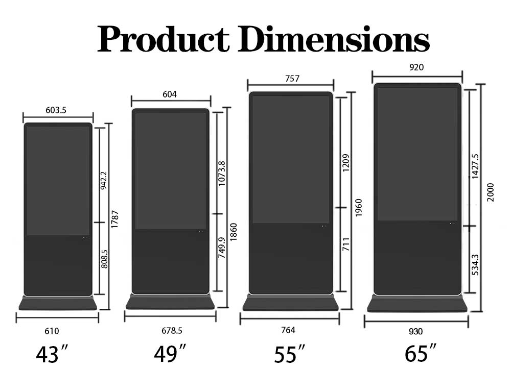 Shopping Mall Lcd Display Floor Standing Digital Signage Totem 43 49 55 Inch Indoor