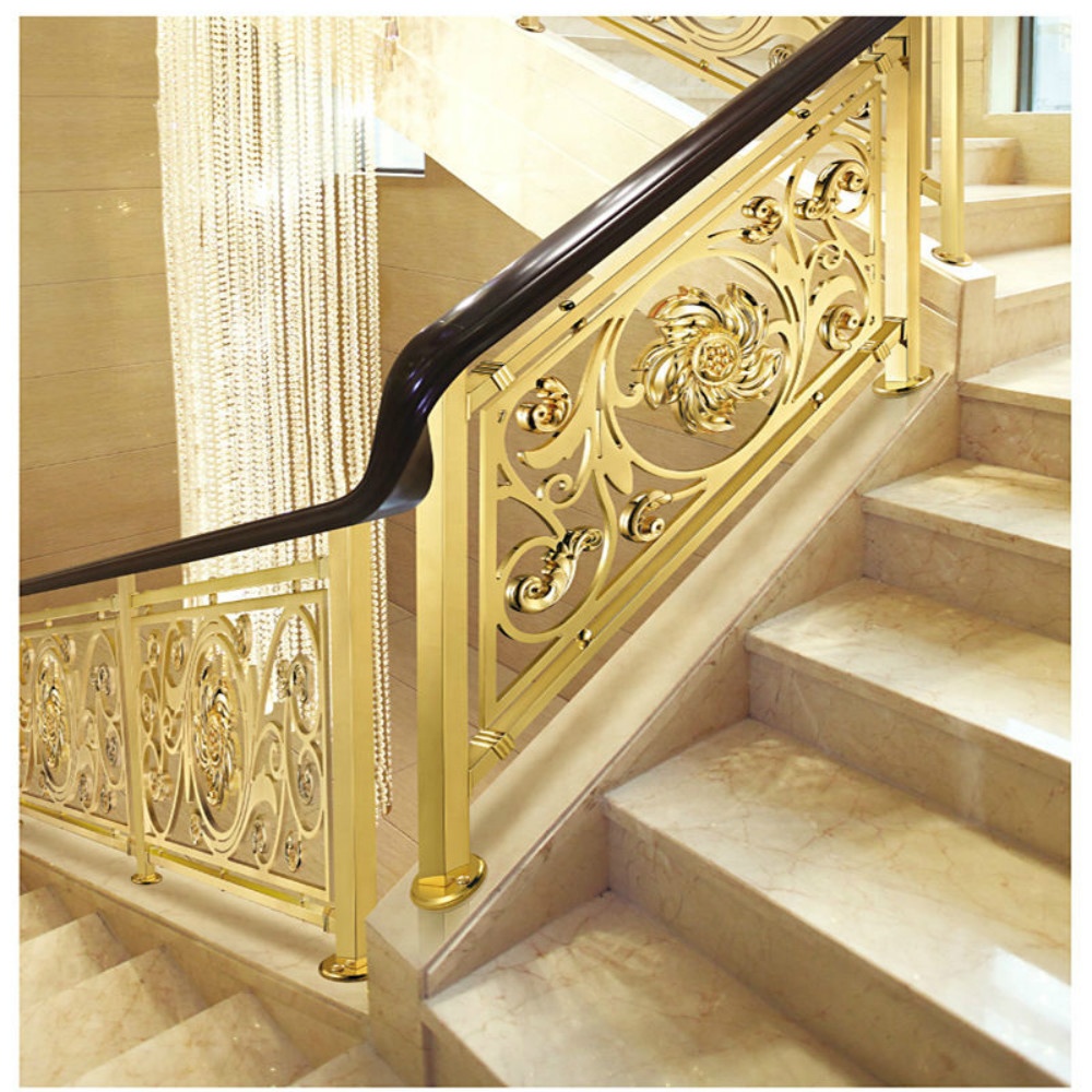 Интерьер Роскошный декоративный лестничный дизайн балюстрады медные лестничные перила