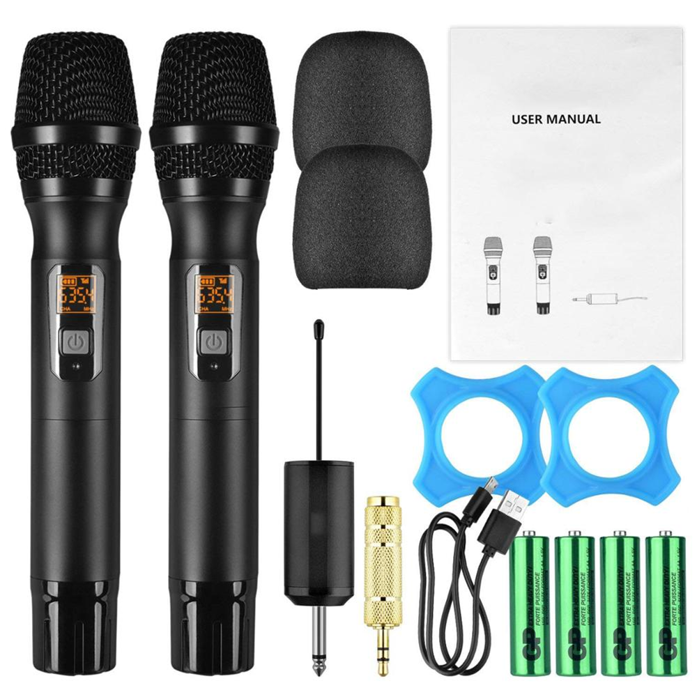 WVNGR UHF ワイヤレスマイクシステム 6.5mm 3.5mmジャック ワイヤレスマイク プロ仕様 UHF デュアル