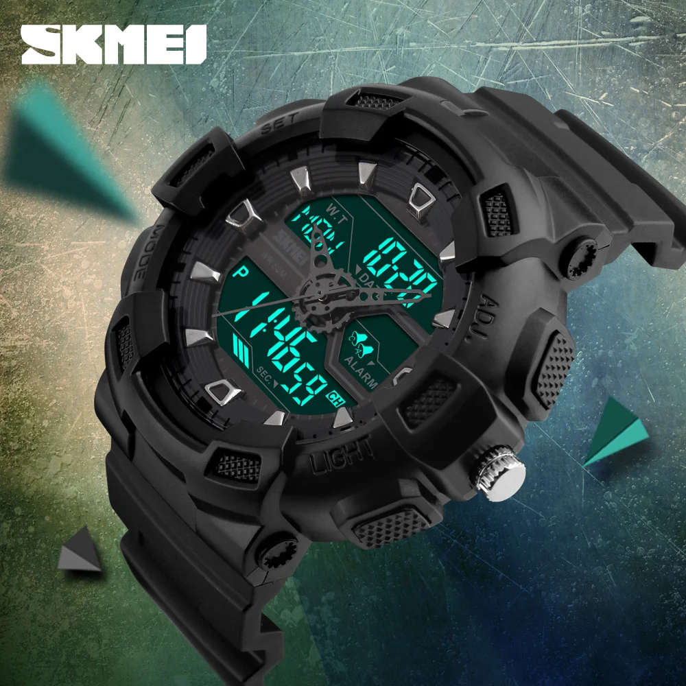 SKMEI 1189 Sports Watch For Men Outdoor Quartz Digital LED Luminous Display Casual Multi-function Waterproof Watches
