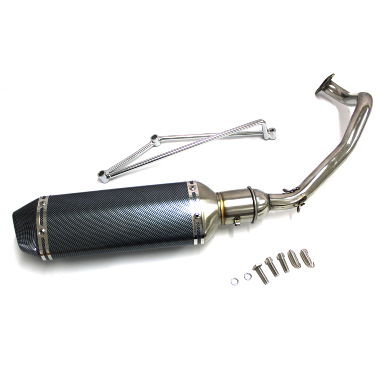 Выхлопная труба для мотоцикла GY6 125CC, полная выхлопная система GY6 с глушителем для скутера, квадроцикла GY6 150