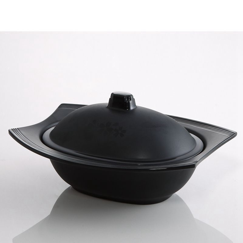 Japanese Style Black Matte Melamine Soup Bowl with Lid Design for Soup Rice Noodle Pasta Cereal Salad Bowl Set