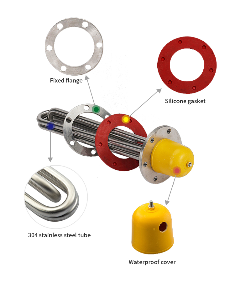 elemento de calefacción tubular de acero inoxidable del reborde eléctrico del agua de la caldera de la inmersión de 220v 3000w