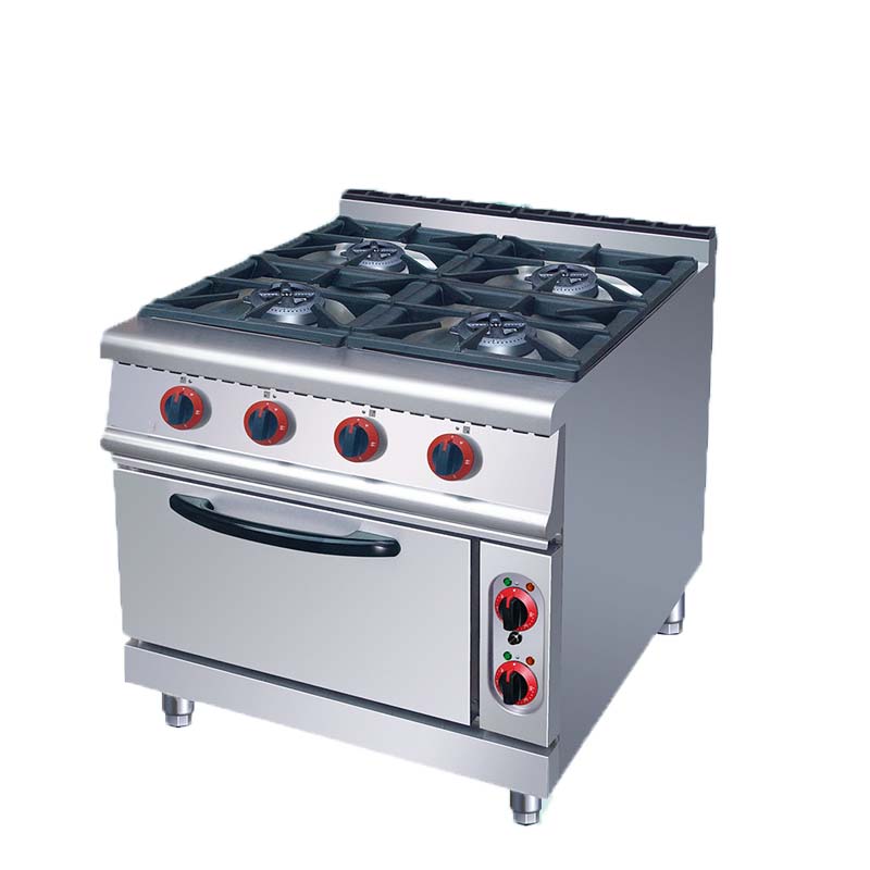 Технологическое оборудование печь из нержавеющей стали газовая плита 4-горелка с электрической духовкой