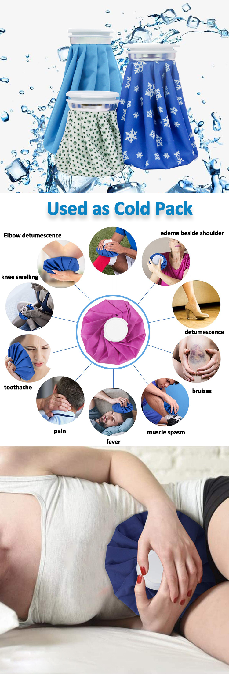 polar sports ice pack medical items rubber ice bag reusable hospital