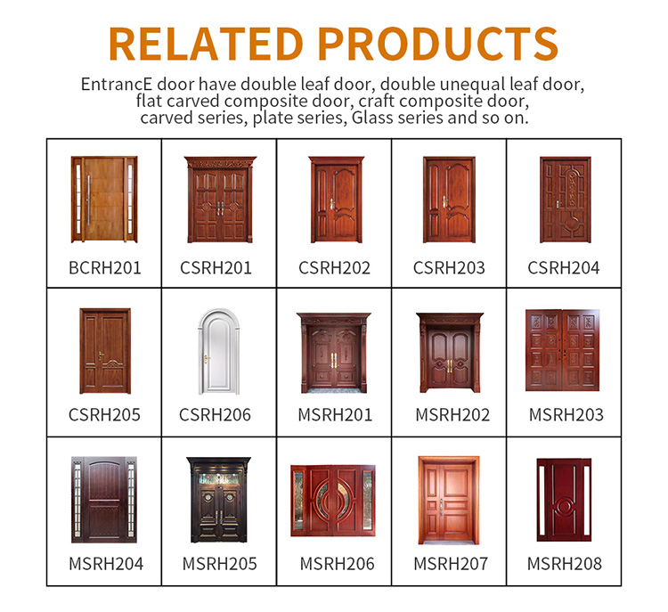 Front Double Main Entrance Doors Residential Exterior Steel Grill Entry Doors Interior Swing Modern Villa Customized BCTM2001