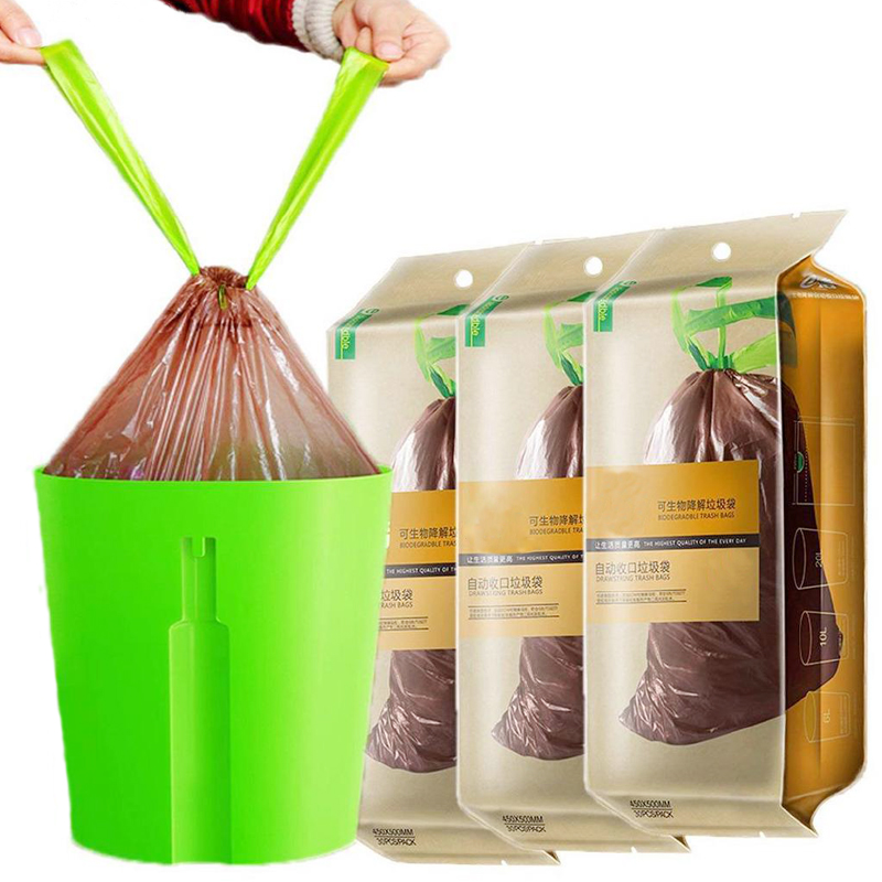 Custom wholesale printing 100% Biodegradable Drawstring Trash Garbage Bag