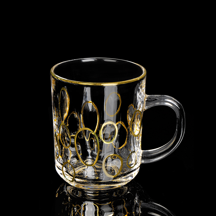 Элегантный стеклянный чай и кофеварка с ручкой в золотой линии, 230 мл, D73 H90