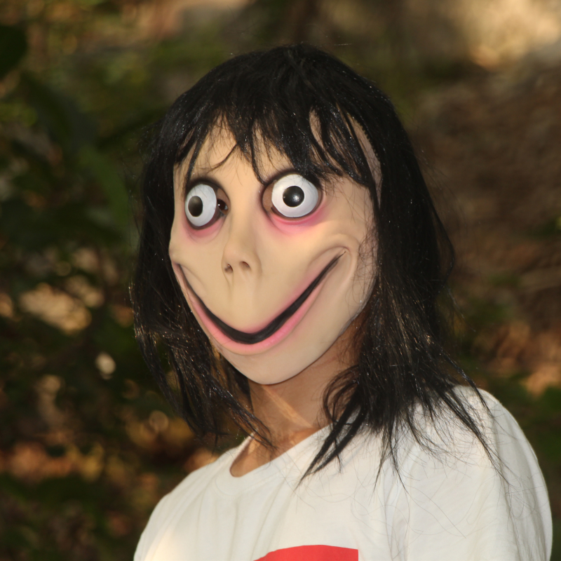 死亡游戏 momo 面具可怕的面具万圣节女性鬼魂假发面具节日派对玩用品