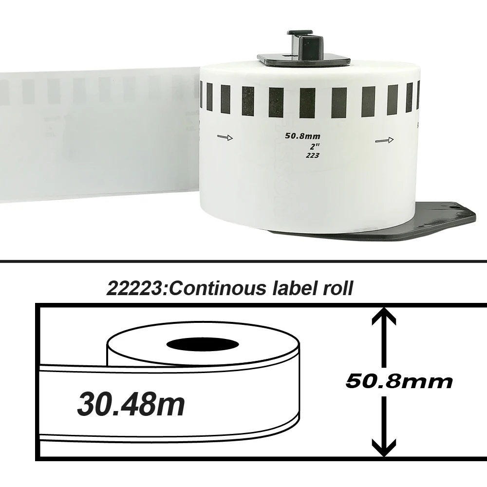 50 mm*30.48m Co<i></i>ntinuous White Paper Tape compatible brother labels DK22223  dk2223