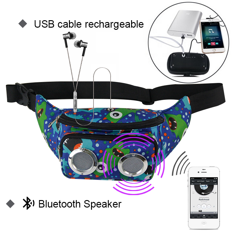 شعار مخصص الخصر حقيبة حزمة مراوح مع رئيس ، الرجال / النساء حقيبة الخصر راديو السفر