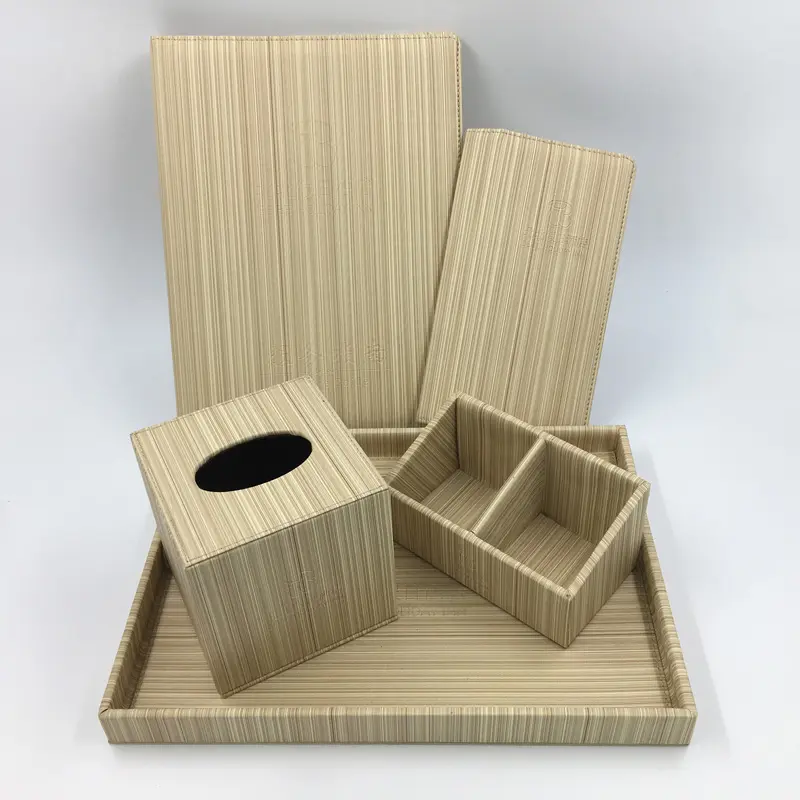 Wooden Box factory customized Custom Various Accessories Set Hotel Room Leather Amenities Box