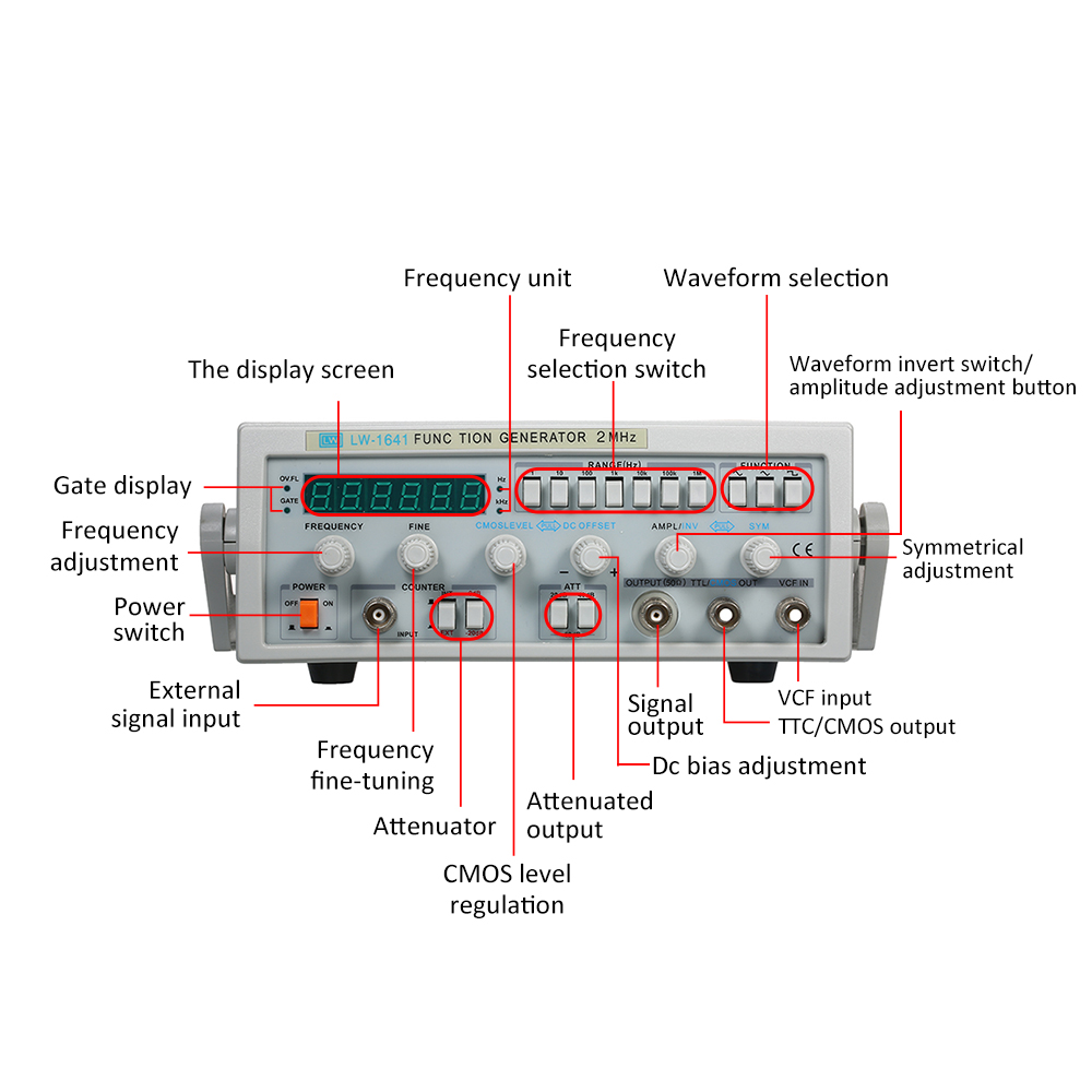 Multi-function LW-1641 Wave Digital Function Signal Generator 0.1Hz-2MHz Frequency