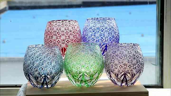 2oz Japanese Style Edo Kiriko Cased Crystal Shot Glass Hand