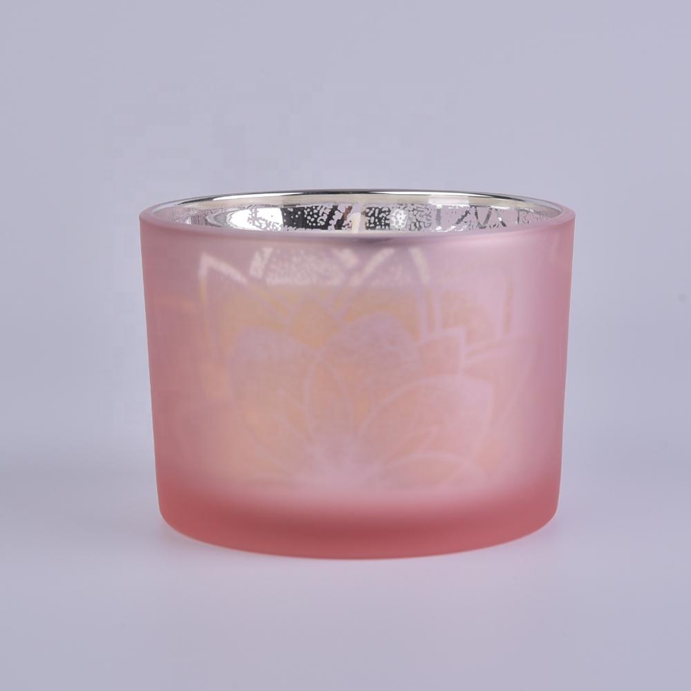 shiyacraft Mosaic Glass Votive Candle Holders Pink Set of 4 3 Decorative Candle Holders with Tray