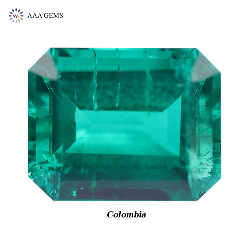Lab Created Hydrothermal Columbia Emerald Including Minor Cracks And Inclusions Loose Gemstone