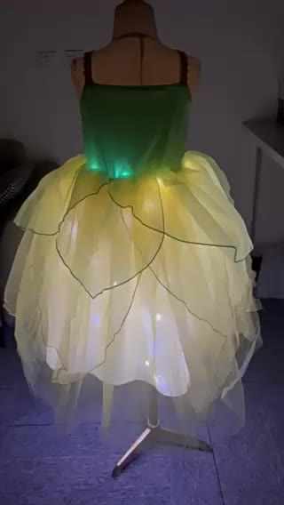 St. Patrick's Day Tiana Princess Dress Halloween Cosplay Girls Dress Frog Princess Tinkerbell Sleeveless Green Summer Dress