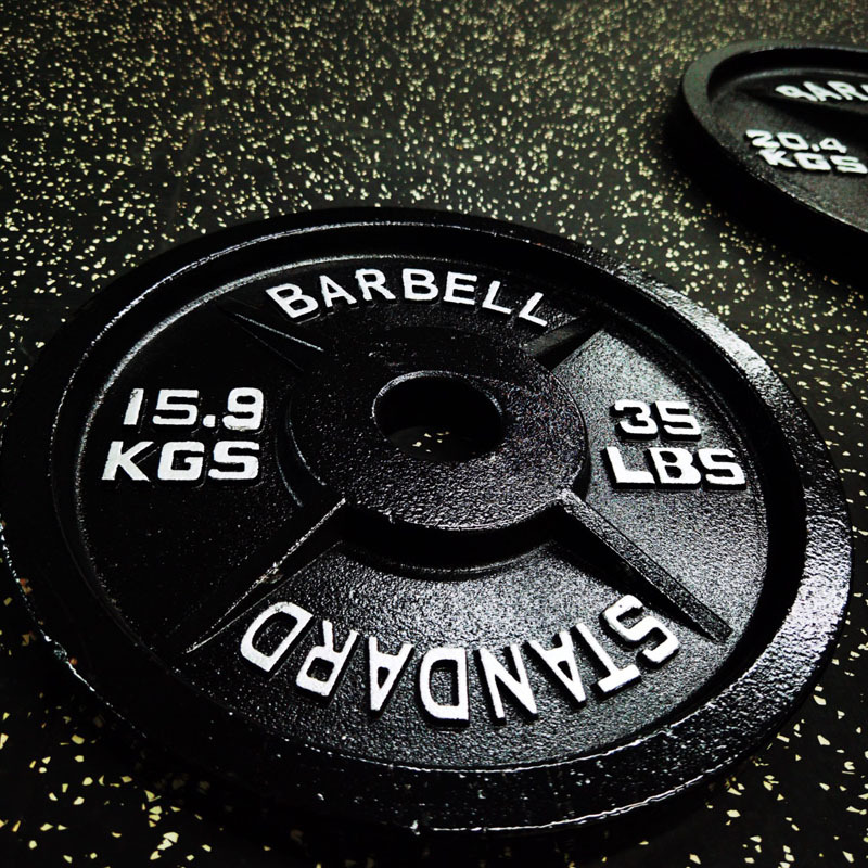 Gym Fitness equipment kg lb lbs Cast Iron barbell free Weight bumper Plates set