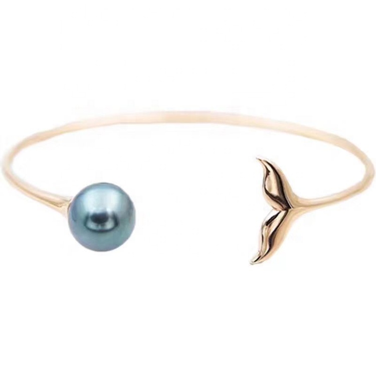 Atacado 925Sterling Silver tahitian 9-11mm de água do mar pérola charme pulseira de Presente Da Jóia Projeto Breve redimensionável