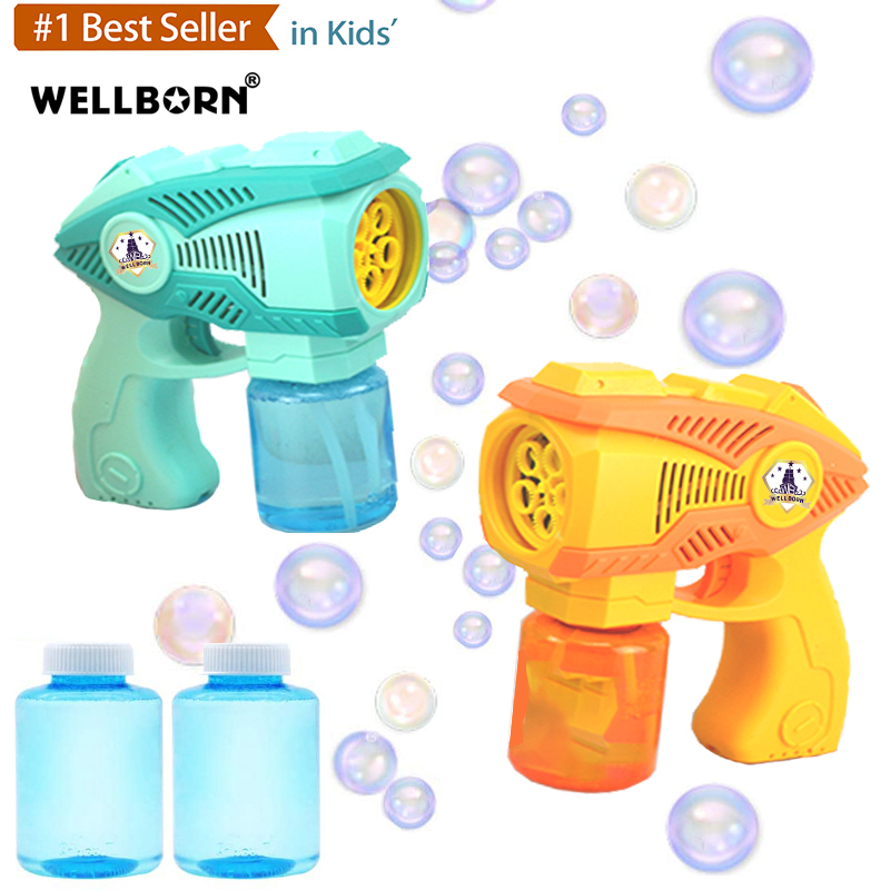Amazon Hot Sale Outdoor park Electric Musical Flashing Light automatic Blower Machine Bubble Gun toy for Kids