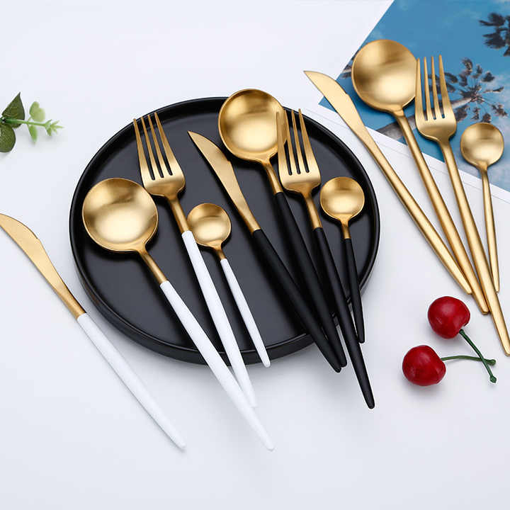 portuguese restaurant golden spoon and forks gold cutlery set