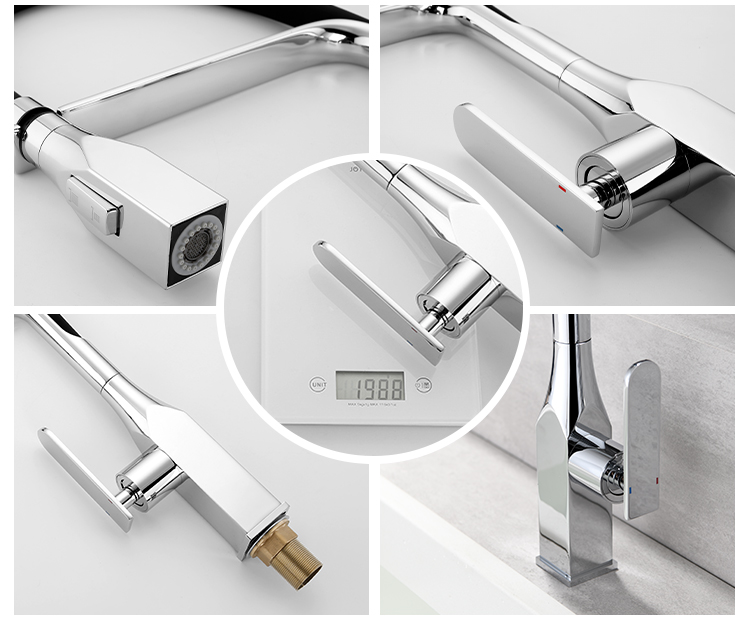 High quality pull out  silicone  kitchen shower faucet tap 3 level