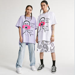 Mouth COVERING PERSON Tee Men Women Summer Casual Round Neck Short Sleeve Figure Tee oversized Couple T-shirt