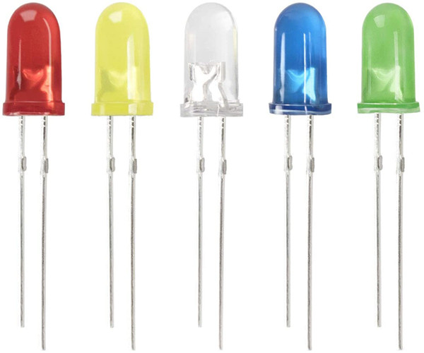 SYHY 100 шт. (5 видов цветов x 20 шт.) 5 мм двухконтактный светодиодный светоизлучающий диод Круглый разноцветный белый/красный/желтый/зеленый/синий комплект сумок