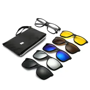 premium polarized uv400 6 in 1 magnetic shades changeable sunglasses wayfarer style