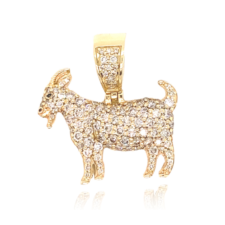 Pass Diamond Tester Customized 14K Yellow Gold Goat Pendant Gold VVS Moissanite Iced Out Animal Pendant