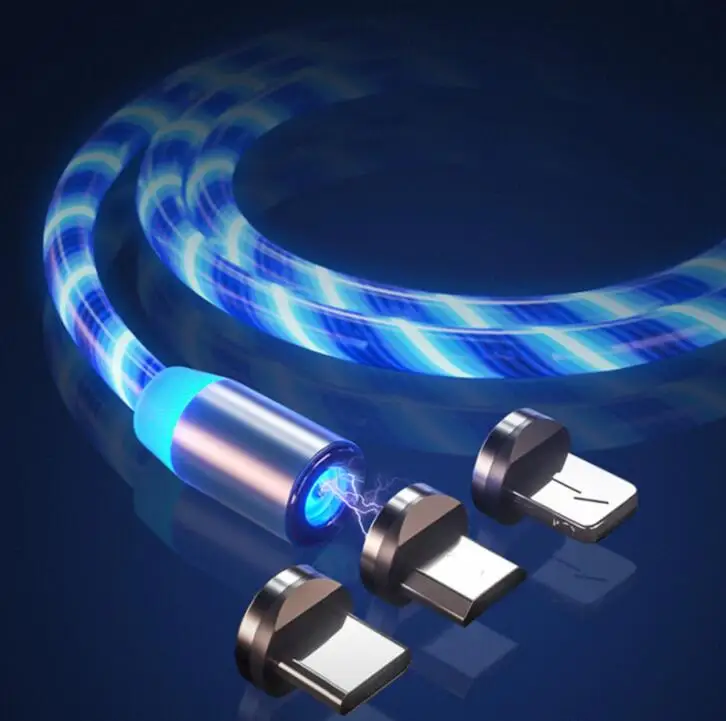 2021 3 в 1 светодиодный магнитный зарядный кабель Micro Usb Type C Магнитный usb-кабель для Iphone