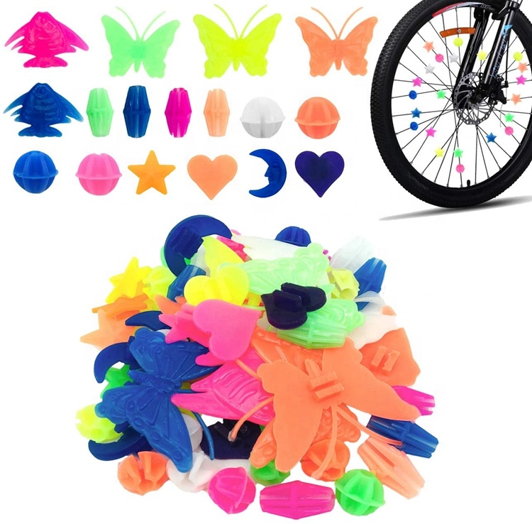 Детские велосипедные аксессуары, велосипедные спицы, цветные пластиковые бусины, разноцветные детские зажимы, украшение
