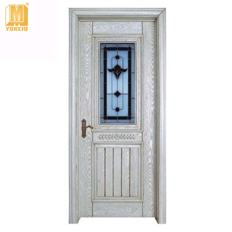 Exquisite White Fir Plywood Vanity Design Wood Glass Bathroom Door