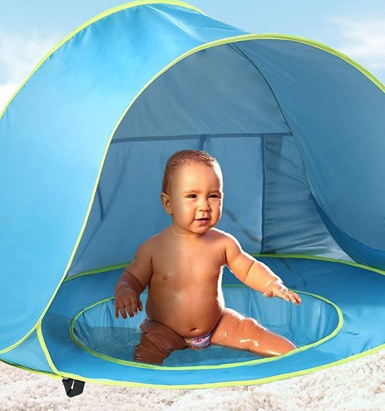 Promotional Happy Summer Best, Waterproof Packable Compact Windbreak Protection Newborn Infant Baby Beach Tents With Mini Pool/