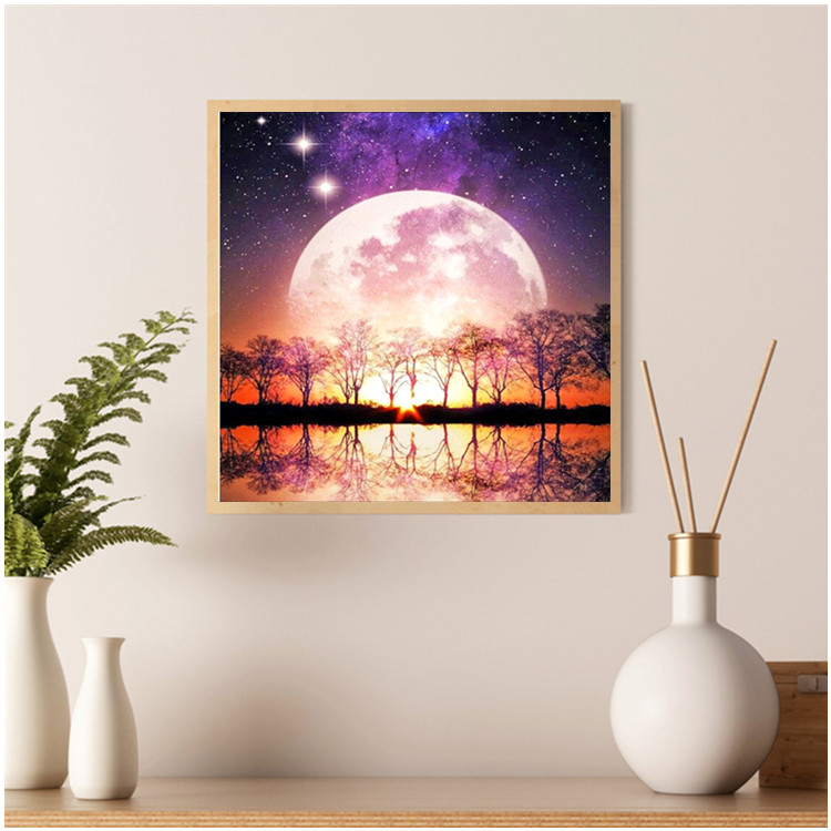 DIY cross stitch home decoration moon scenery custom diamond painting 5D diamond painting