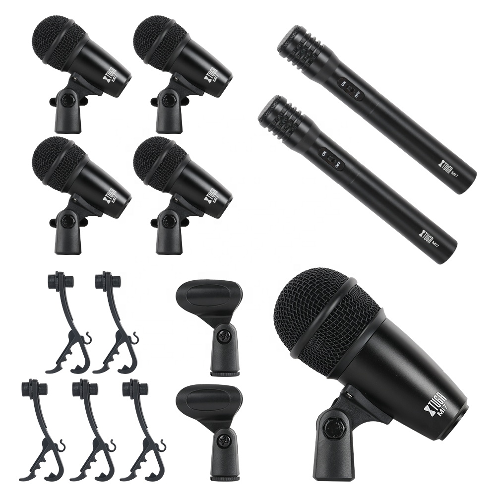Mi7 Adjustable Drum Microphone Set With Noise Cancelling & Oem