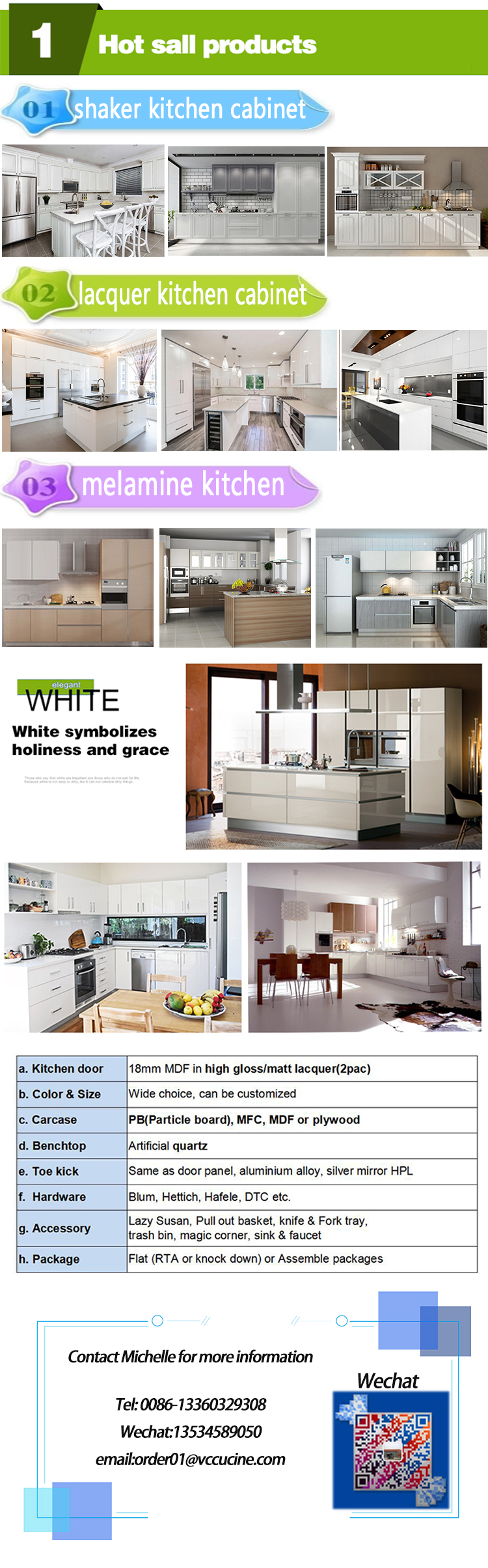 Modern style mdf/pvc kitchen cupboard item made in China