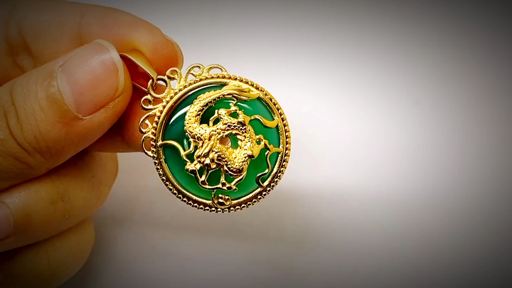 Punk Coin Charms Jade Dragon Phoenix Pendant Necklace