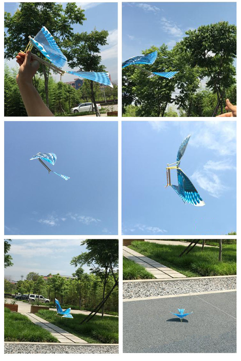 新款橡皮筋动力鲁班鸟大竹翼惯性鸟创意玩具吉祥鸟飞机玩具