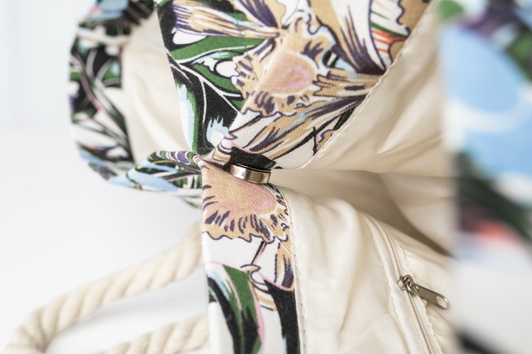 Borsa da spiaggia per uccelli in tela di poliestere con motivo completo stampa digitale extra large con manico in corda