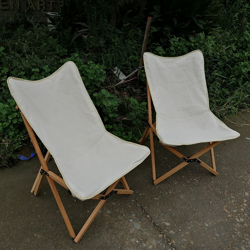 black canvas wood outdoor relax bbq picnic reclining seat