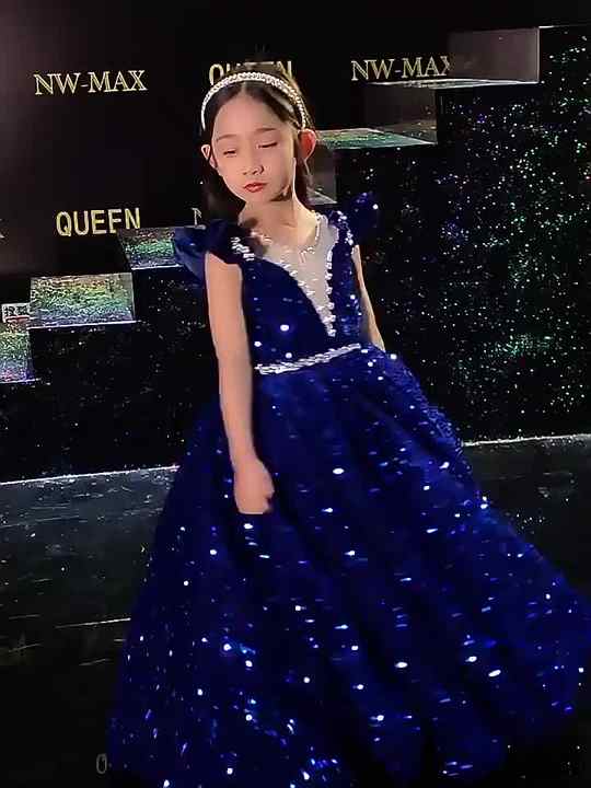 Sparkling Royal Blue Sequin Princess Dress for Girls Off Shoulder Puffy Ball Gown with Glitter Skirt Party Wedding Banquet Sparkling Royal Blue Sequin Princess Dress for Girls Off Shoulder Puffy Ball Gown with Glitter Skirt Party Wedding Banquet