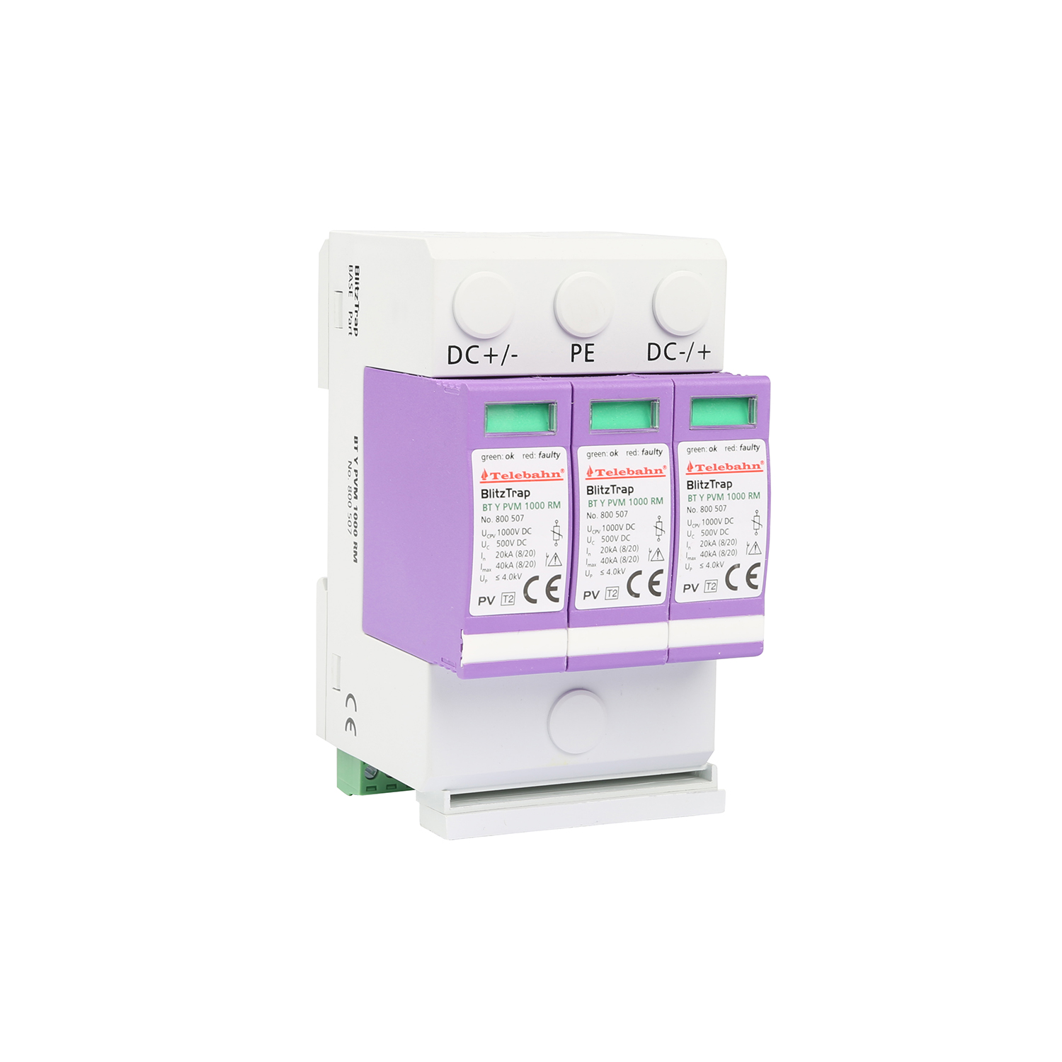 SPD DC 20KA 40KA1000V 1200V 1500V 3P dispositivos de proteção de relâmpago protector