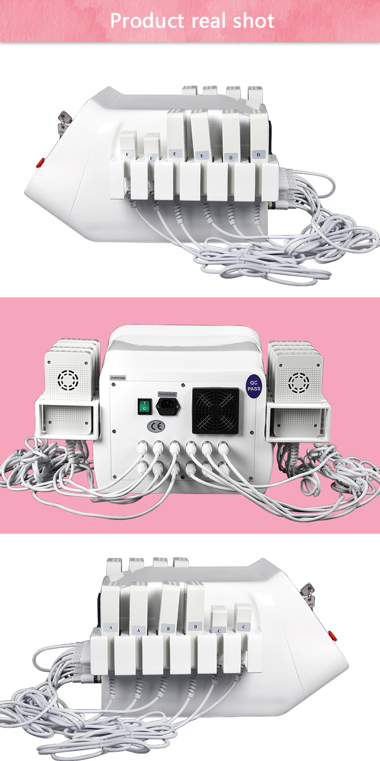 LF-318B portable 650nm & 980nm lipo laser slimming machine with 12pads