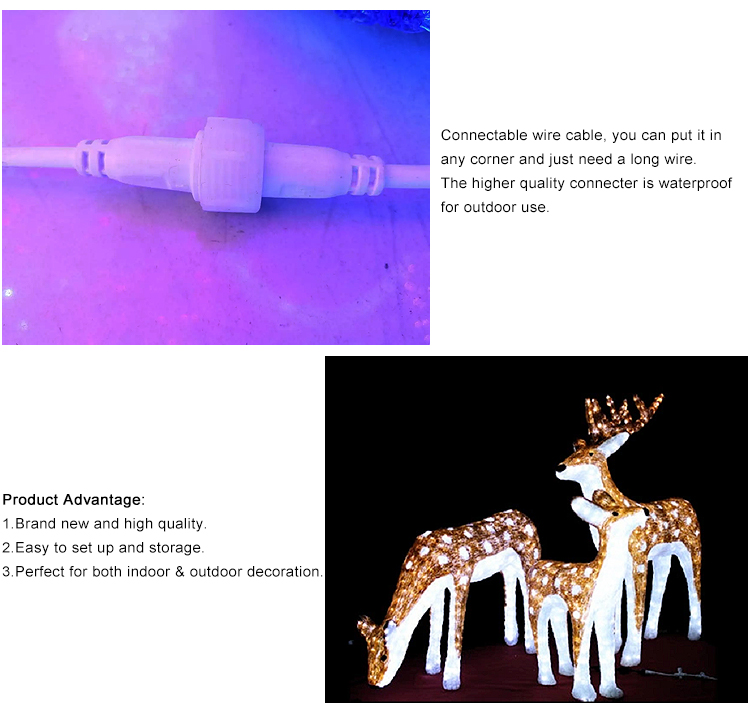 New Outdoor Festival 3D Led Deer Motif Light Park Decoration Deer Motif Light