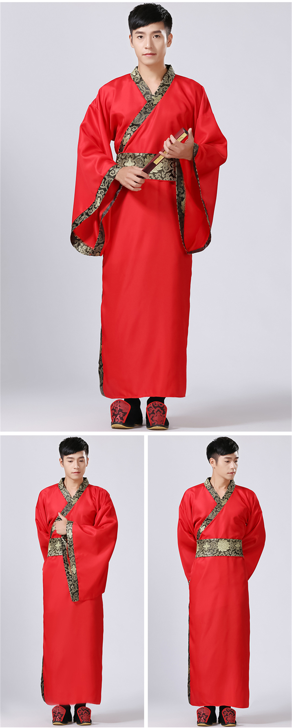 10色男士汉服中国传统服装古装节日服装舞台表演服装民间舞蹈服装